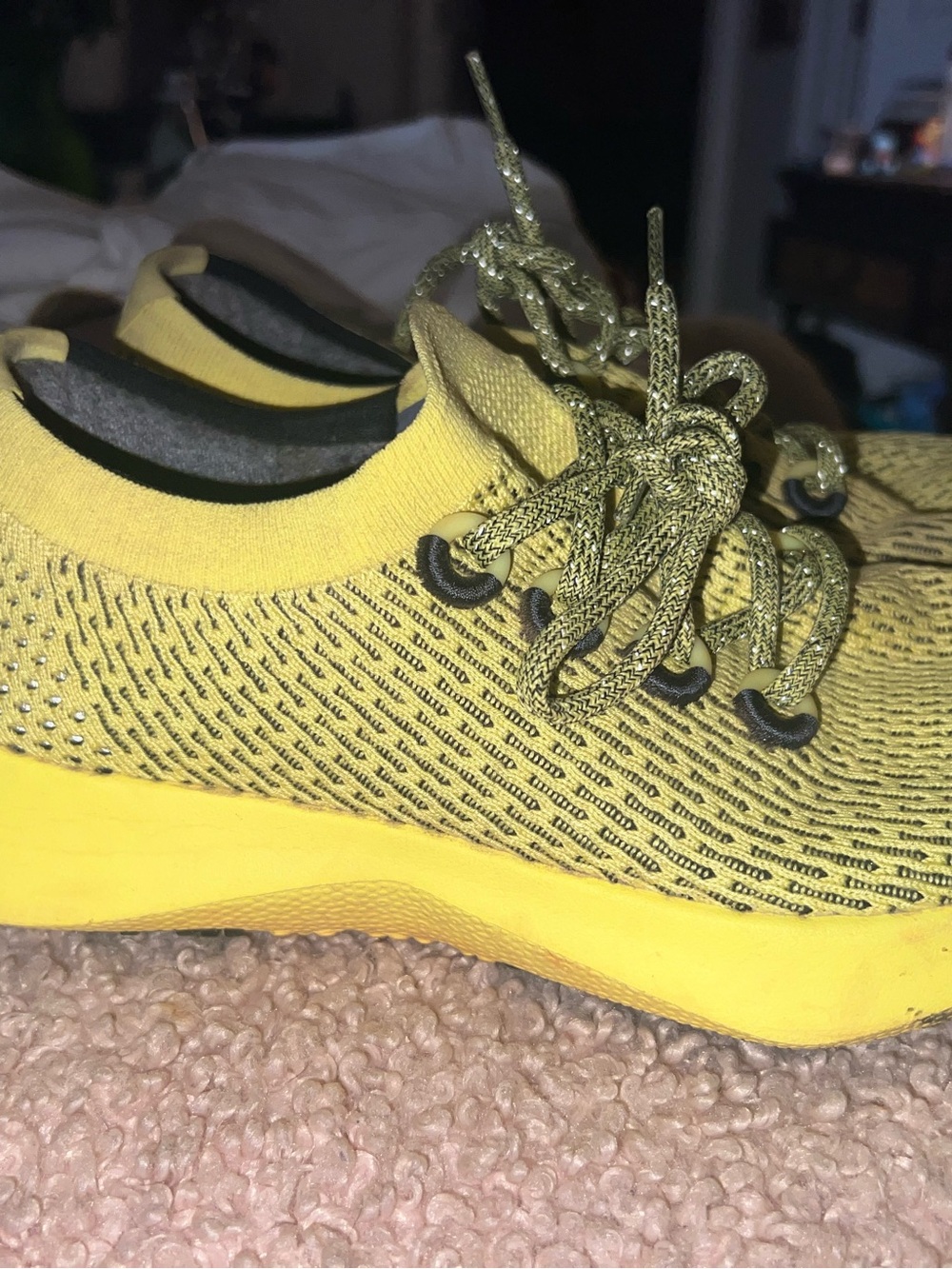 allbirds Yellow Knit Lace-Up Athletic Sneakers